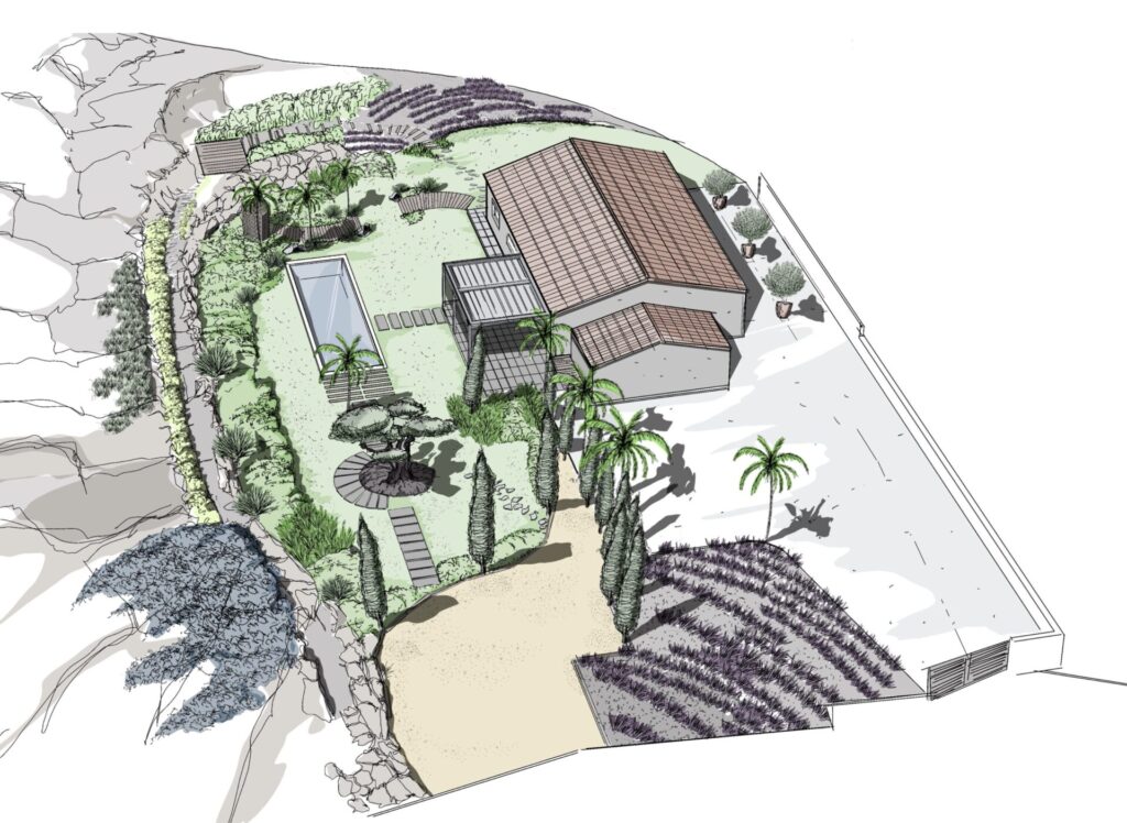 Plan de masse paysager - Jardin Puyricard Aix-en-Provence - Agence PA