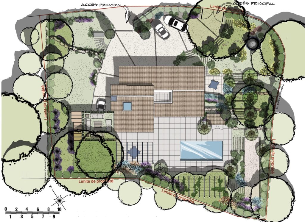 Plan de masse paysager - Paysagiste Pierre Aussourd
