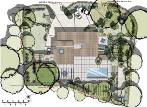 Plan de masse paysager - Paysagiste Pierre Aussourd